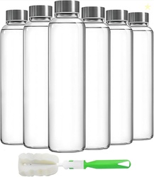 Epica Clear Glass Bottles with Lids (Set of 6)