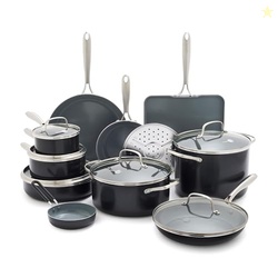 GreenPan 17 Piece Nonstick Swift Cookware Set, Ceramic PFAS-Free Pots 