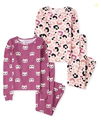 The Children's Place girls Long Sleeve Top and Pants Pajama Set Leopar