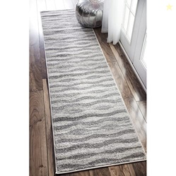 Nuloom Tristan Grey/Off-White, 2'6" x 6', Wavy, Soft and Cozy, High Tr