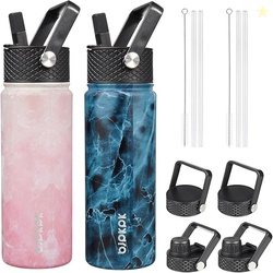 BJPKPK 2 Pack Insulated Water Bottles with Straw Lids