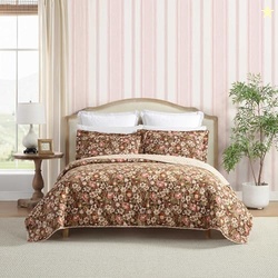 Laura Ashley - King Quilt Set, Reversible Cotton Bedding with Matching