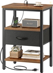 SUPERJARE Nightstand with Charging Station