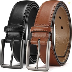 CHAOREN Leather Dress Belt Men 2 Pack 