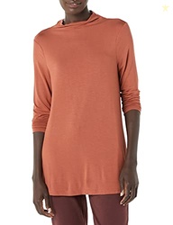 Amazon Essentials Women's Jersey Long-Sleeve Mock Neck Swing Tunic, Br