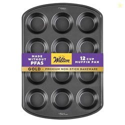Wilton Gold Non-Stick Bakeware Muffin Pan - Baking Pan for Muffins & C