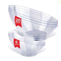Multi-Pack Clear Plastic Serving Bowls (8 Pack)
