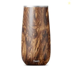 S'well Stainless Steel Champagne Flute, 6oz, Teakwood, Triple Layered 