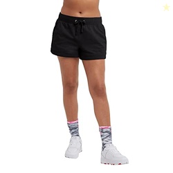 Champion Women's Shorts, Powerblend Fleece, 3.5', Black C-Patch Logo