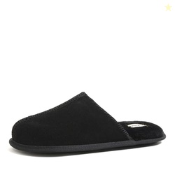 Dearfoams mens Genuine Suede Closed Toe Scuff Slipper, Black, 12 US