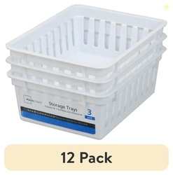 (12 pack) 3-Pack Square Mini Plastic Storage Tray 