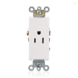 Leviton 15 Amp, 125 Volt, Decora Plus Single Receptacle, Straight Blad