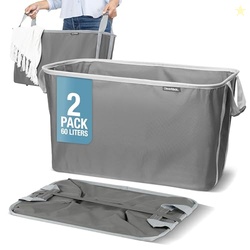 CleverMade Collapsible Laundry Basket 2 Pack  60L (16 Gal) Foldable Cl