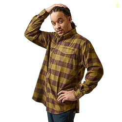 ARIAT Men's Rebar Flannel DuraStretch Work Shirt - Avocado, X-Small