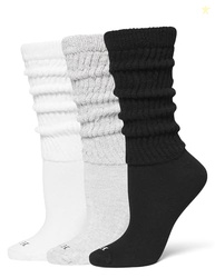 HUE Women's Slouch Socks, Slouchy Socks for Women (3-Pack), White/lt.C