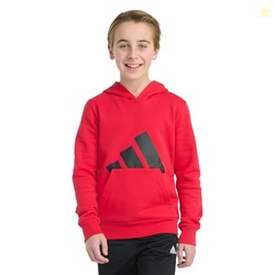 adidas Boys Long Sleeve Essential Big Logo Fleece Pullover Hoodie, Pur