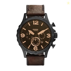 Fossil Men's Nate Quartz Watch, Stainless Steel and Leather Chronograp