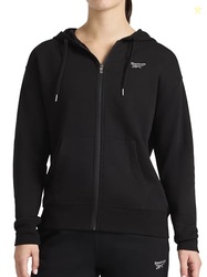 Reebok Womens Rhinestone Full-Zip Hoodie, Standard Fit, Midweight Cott