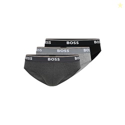 BOSS Hugo Men's Brief 3p Co/el 10146061 01, Charcoal/Black/Dark Grey, 
