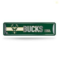 Rico Industries NBA Milwaukee Bucks Home Dcor Metal Street Sign (4" x 