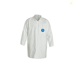 DuPont Tyvek 400 Disposable Lab Coat With Open Cuff, White, Large, 30-