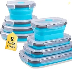 8 Pack Collapsible Food Storage Containers with Lids