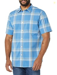 Amazon Essentials Men's Slim-Fit Short-Sleeve Poplin Shirt, Light Blue
