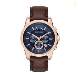 A|X Armani Exchange Chronograph Brown Leather Watch for Men