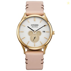Citizen Eco-Drive Mickey Mouse Shadow, Gold Tone Stainless Steel, Pink