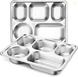 Stainless Steel Divided Plates Tray, 3-Pack