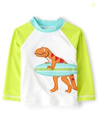Gymboree,Boys,and Toddler Embroidered Long Sleeve Rashguard,Dino Surfe