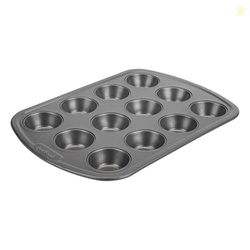 GoodCook Everyday Nonstick Steel Mini Muffin Pan , 12 cup, Gray