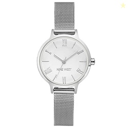 Nine West Women's NW/2229SVSV Silver-Tone Mesh Bracelet Watch
