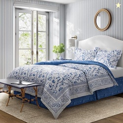Laura Ashley - Full Comforter Set, Soft & Reversible Cotton Bed Set, 4