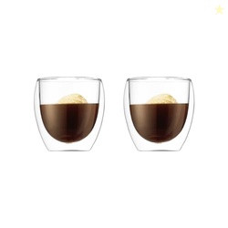 Bodum 8oz Pavina Double Wall Glasses, High Heat Borosilicate Glass, Se