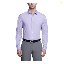 Van Heusen Men's Dress Shirt Fitted Poplin Solid, Lavender, 15.5" Neck