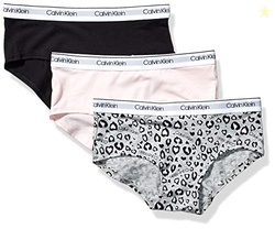 Calvin Klein Kids Girls' Modern Cotton Hipster Underwear 3-Pack, Leo H