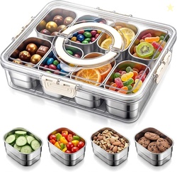 Snack Box Container with 9 Removable Stainless Steel