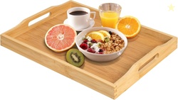 Bamboo Food Serving Tray with Handles