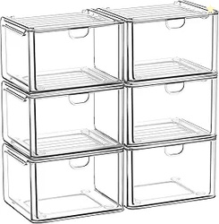 caktraie 6 Pack Small Stackable Stroage Drawers AD