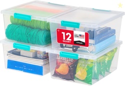 IRIS USA 12 Qt. Craft Storage Bins with Lids, 4-Pack