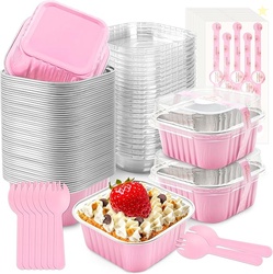NPLUX 50 Pcs Mini Cake Pans with Lids and Spoons