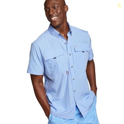 Eddie Bauer Men's Classic Fit UPF Guide 2.0 Short Sleeve Shirt, Lapis,