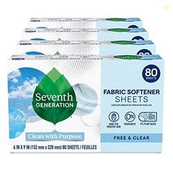 Seventh Generation Dryer Sheets Fabric Softener Free & Clear Fragrance