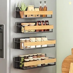 SONGMICS Magnetic Bamboo Spice Rack AD