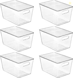 6 Pack Clear Stackable Storage Bins with Lids