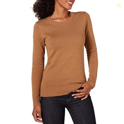 Amazon Essentials Women's Crewneck Sweater, 100% Cotton, Camel Heather