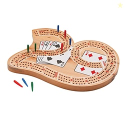Mainstreet Classics Wooden 29" Cribbage Board Game Set for 2-4 Players
