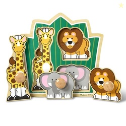 Melissa & Doug Jungle Friends Safari Animals Jumbo Knob Puzzle, Wooden