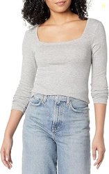 Amazon Essentials Women's Slim-Fit Long Sleeve Square Neck T-Shirt, Li